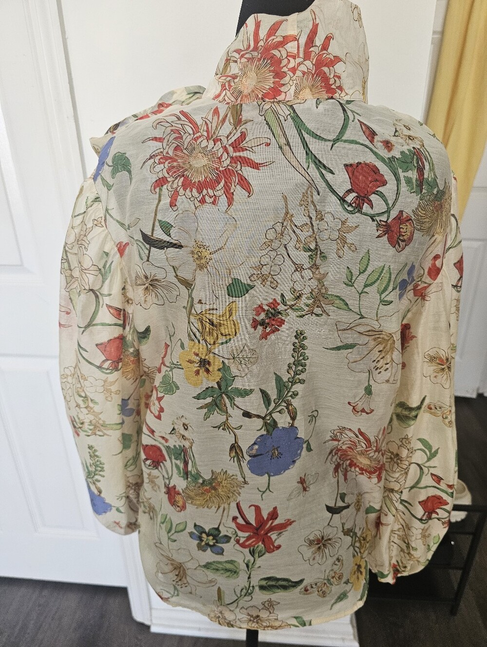 Andrew Marc Floral Bow-Neck Blouse - Picture 2 of 3